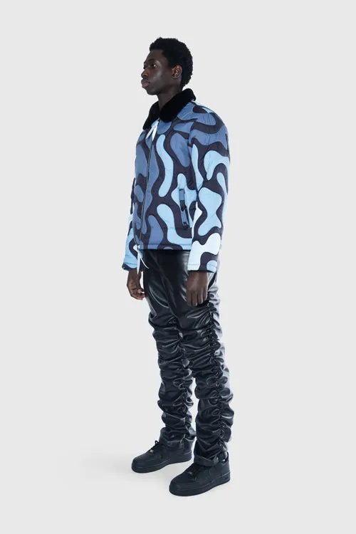 Camouflage Shearling Puffer Jacket layered look