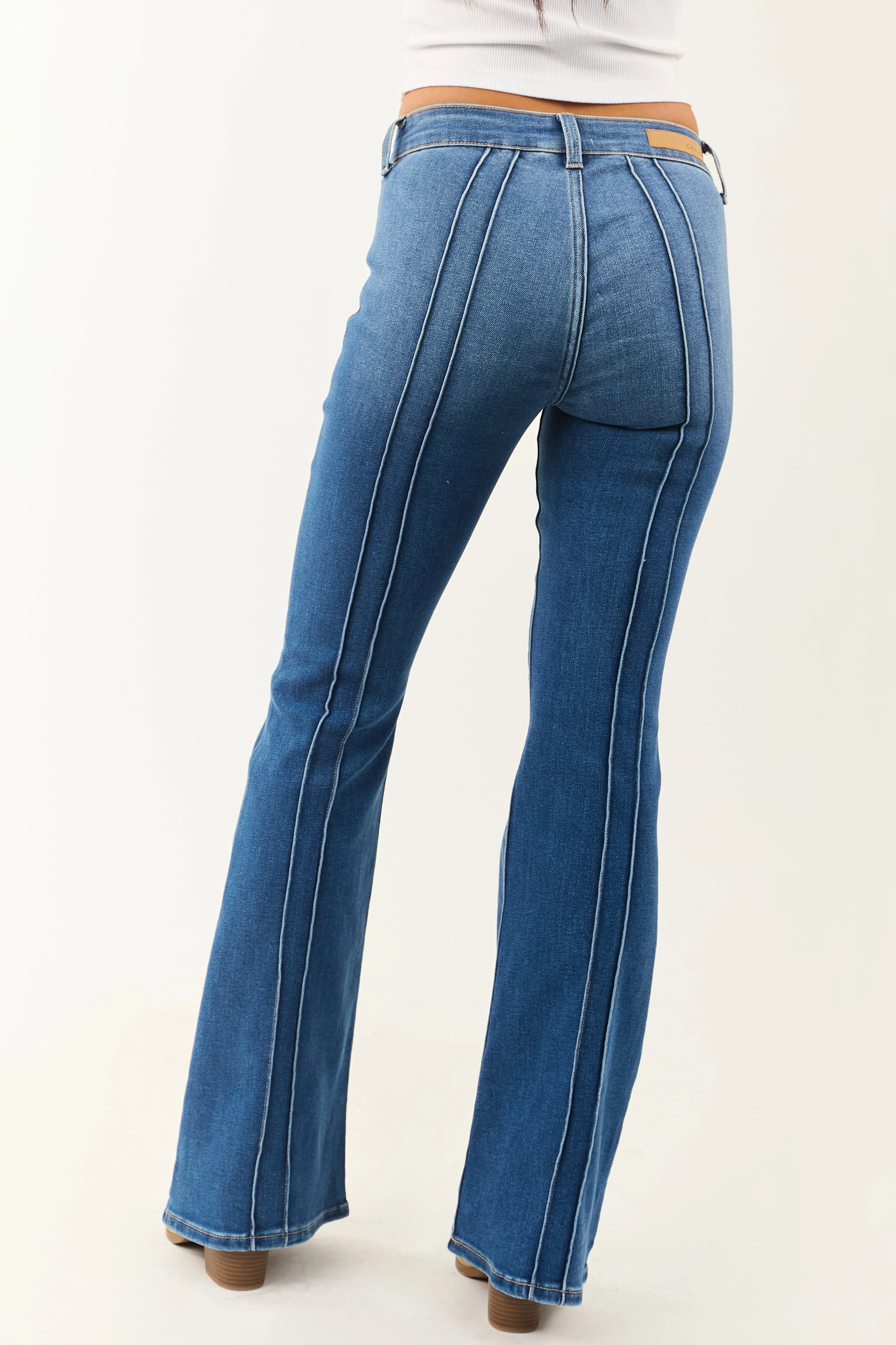 Cello Medium Pin Tuck Detail Stretchy Flair Jeans fast dress