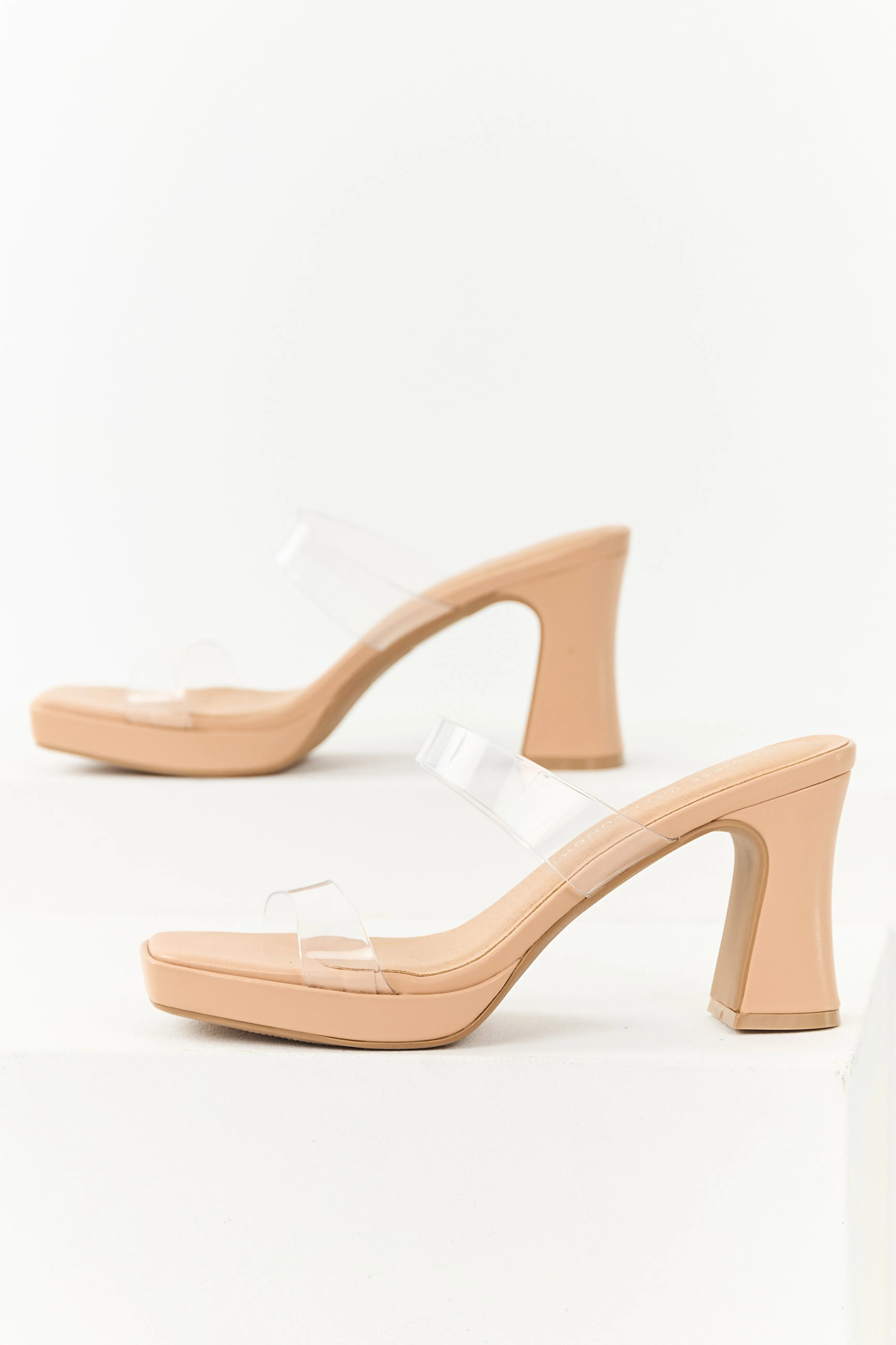 Chinese Laundry Nude Faux Leather Block Heels fashion glow