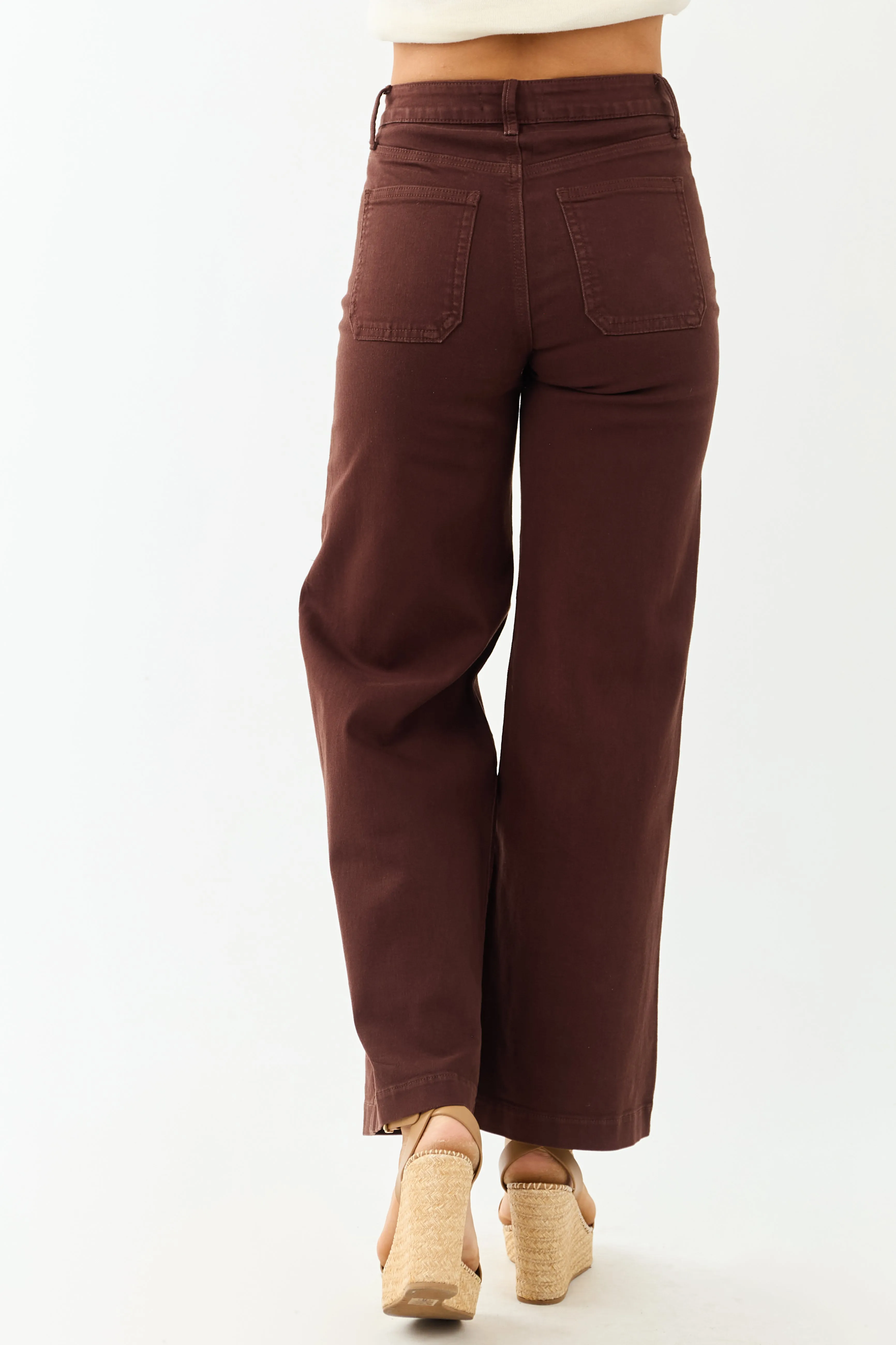 Cocoa High Rise Patch Pocket Stretchy Wide Leg Jeans breathable wear