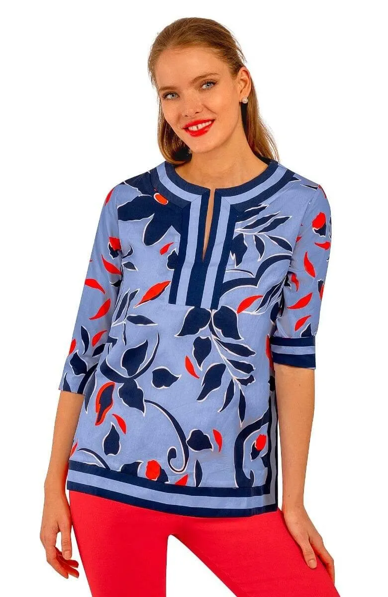 Cotton Split Neck Tunic - Full Bloom celebrity inspired