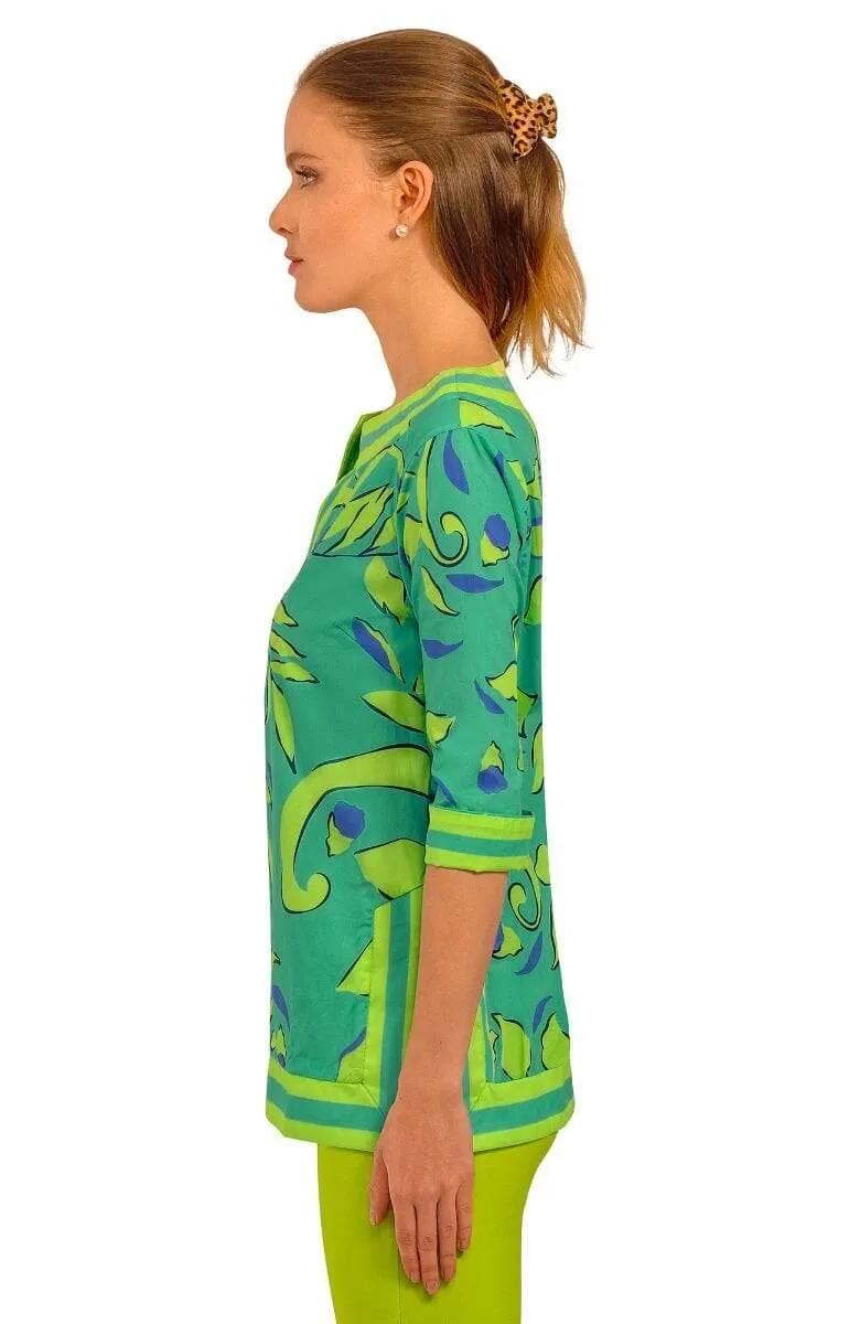 Cotton Split Neck Tunic - Full Bloom celebrity inspired