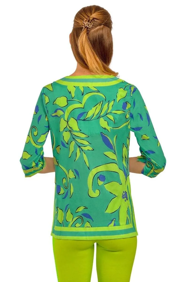 Cotton Split Neck Tunic - Full Bloom celebrity inspired