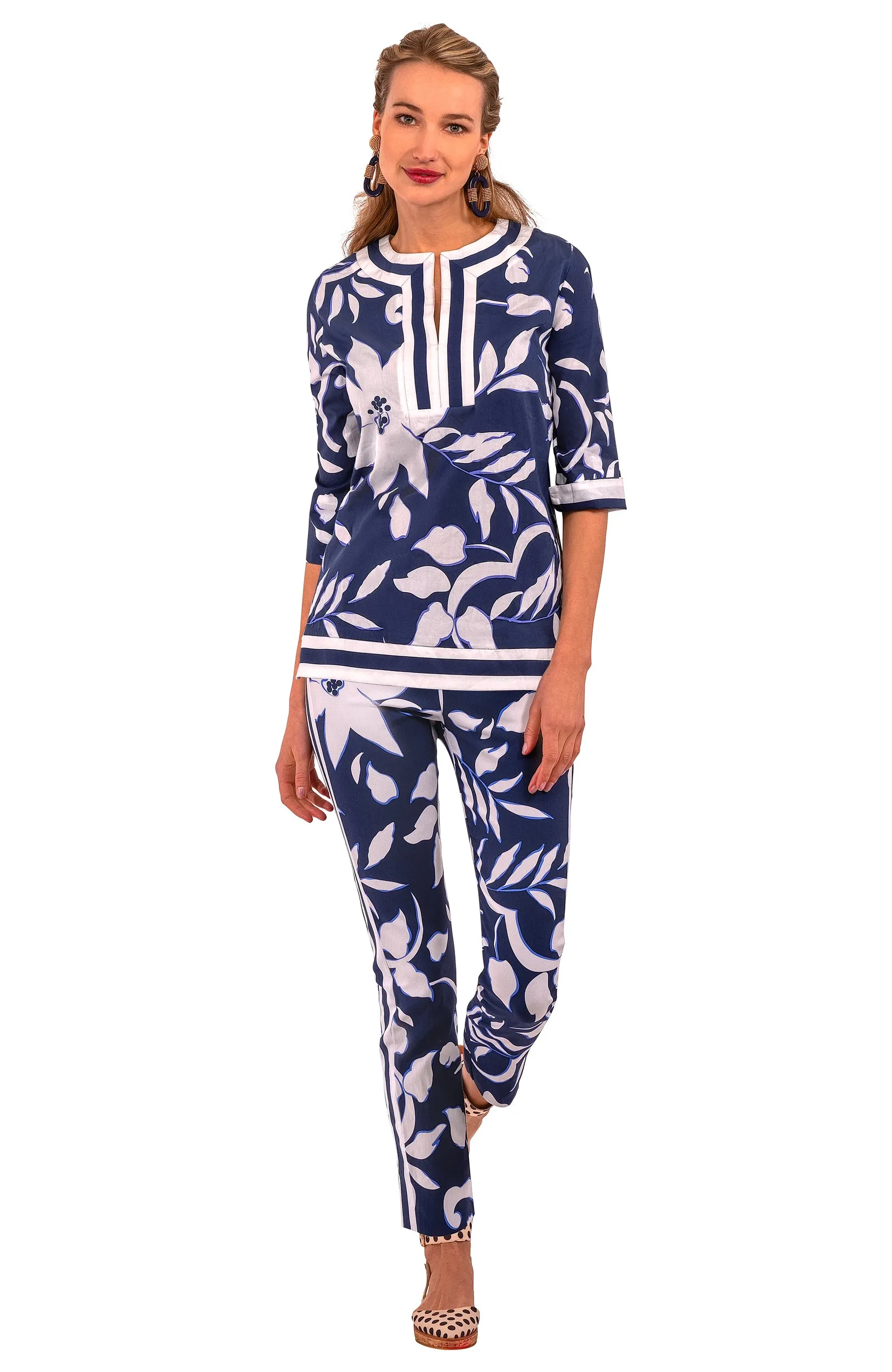 Cotton Split Neck Tunic - Full Bloom celebrity inspired