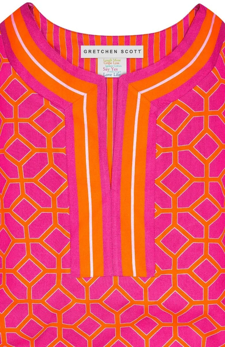 Cotton Split Neck Tunic - Lucy In The Sky With Diamonds nostalgic vibe