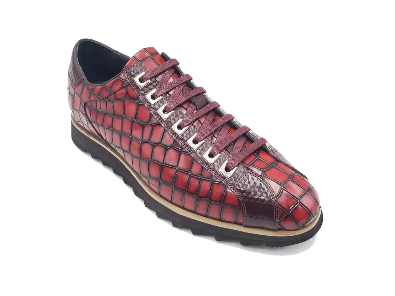 Crocodile Embossed Leather Sneaker smooth ride