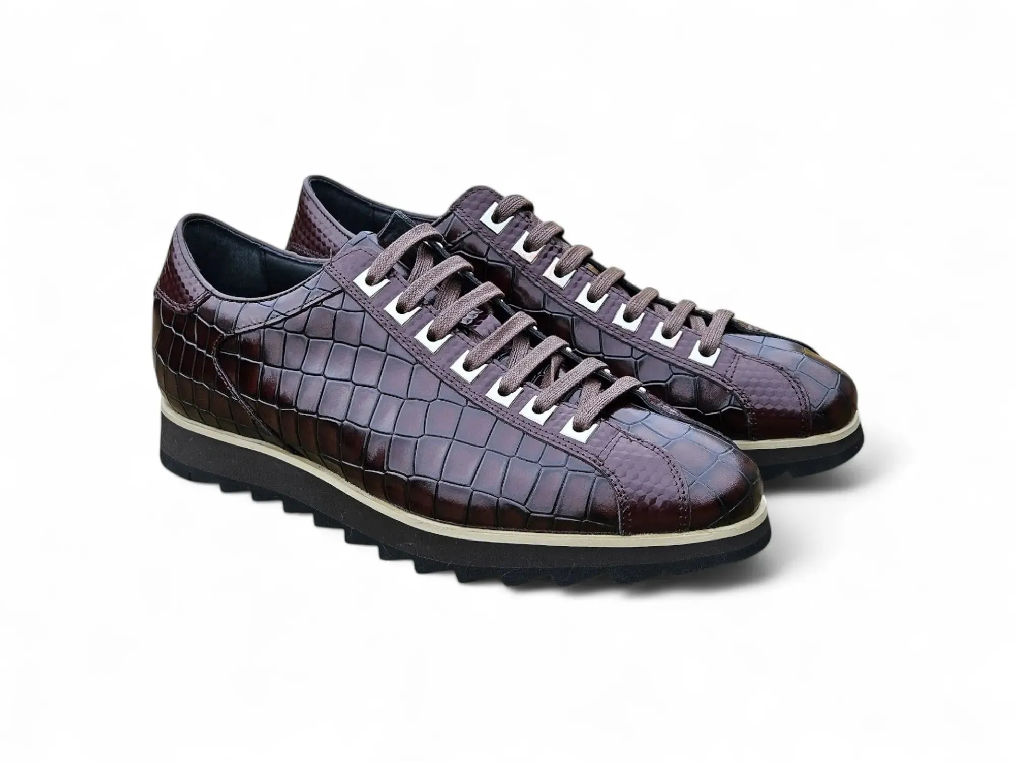 Crocodile Embossed Leather Sneaker smooth ride