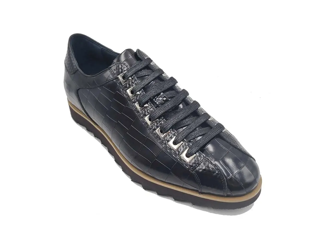 Crocodile Embossed Leather Sneaker smooth ride