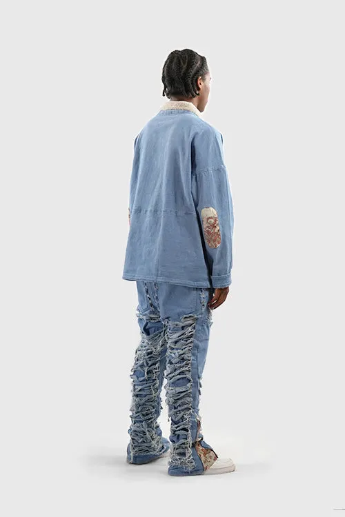 Dawn Damaged Flared Stacked Jeans urban cool