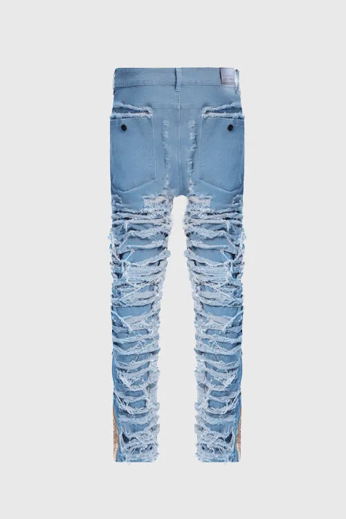 Dawn Damaged Flared Stacked Jeans urban cool
