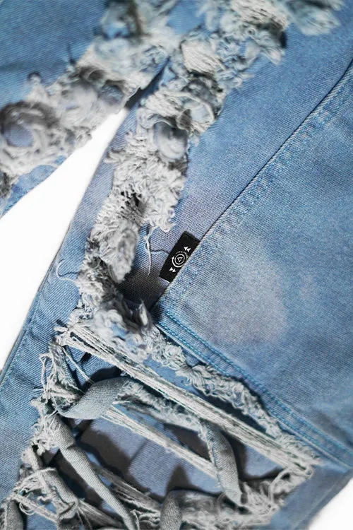 Dawn Damaged Flared Stacked Jeans urban cool