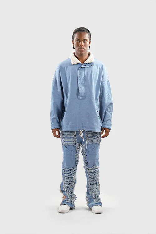 Dawn Damaged Flared Stacked Jeans urban cool