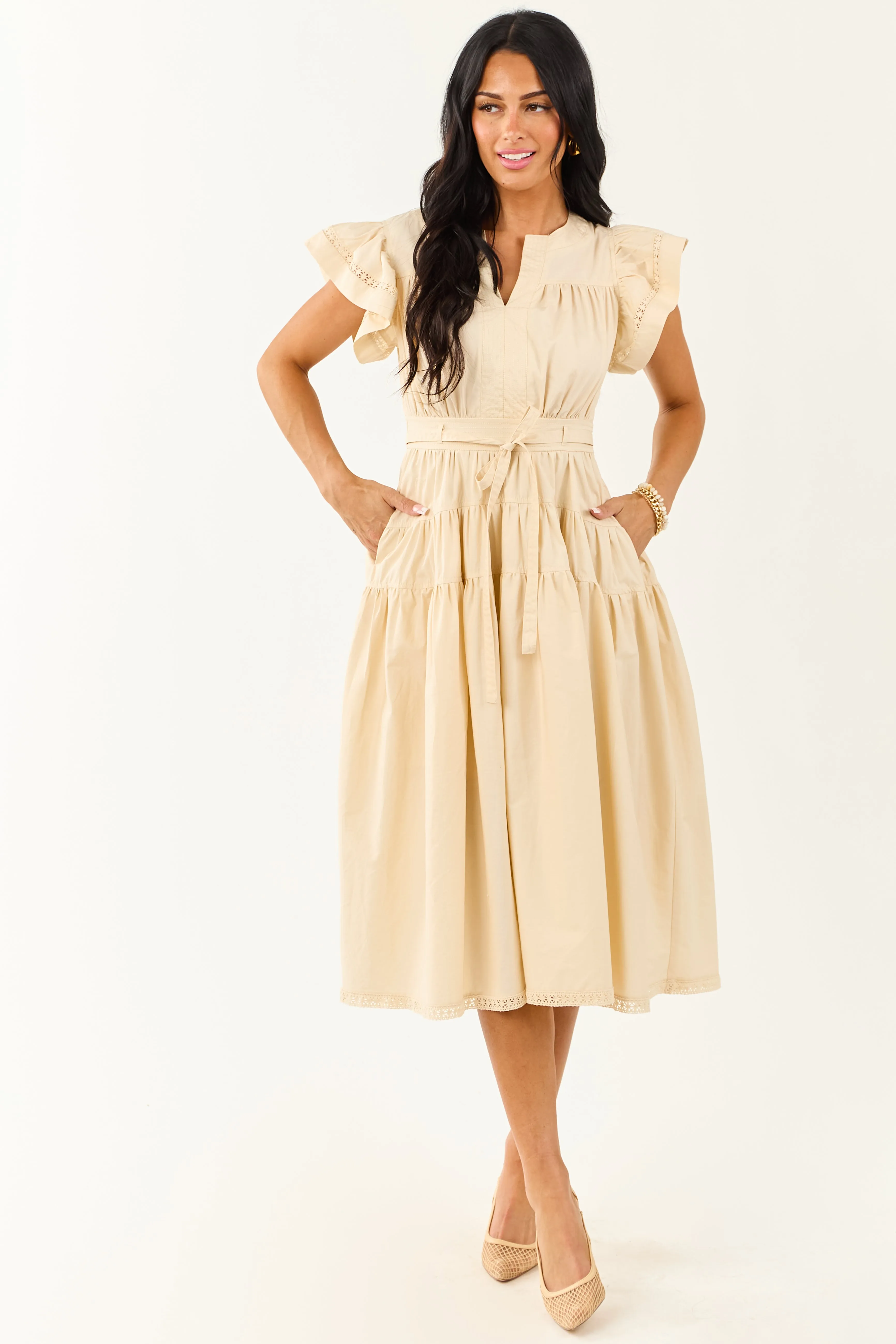 7/21/2025,ALL_PRODUCTS,back-in-stock:true,filter-color:taupe,filter-fabric:Cotton,filter-neckline:V-Neck,filter-pattern:Solid,filter-season:Summer,filter-sleeve:Short Sleeve,gpc:Dresses,pc:Midi_Dresses,Reg-Price