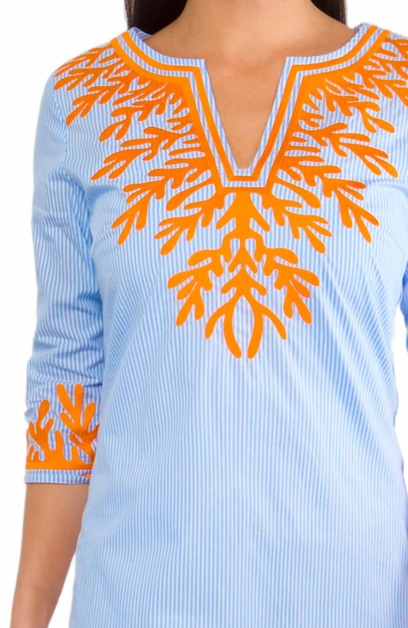 Embroidered Pinstripe Tunic - The Reef spring-fall layer