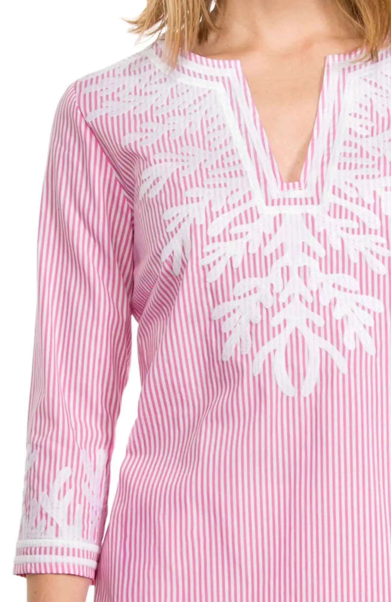 Embroidered Pinstripe Tunic - The Reef spring-fall layer