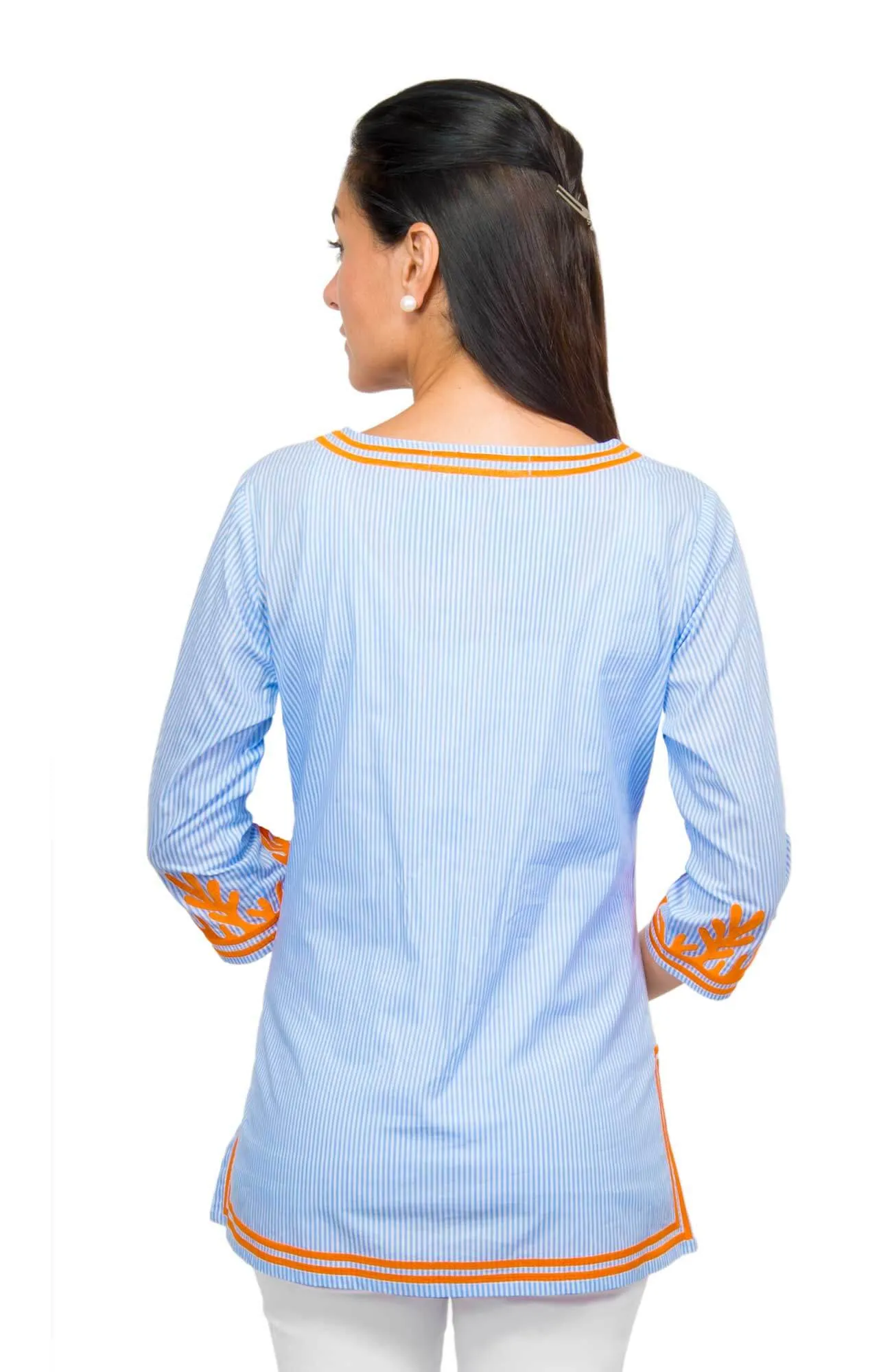 Embroidered Pinstripe Tunic - The Reef spring-fall layer