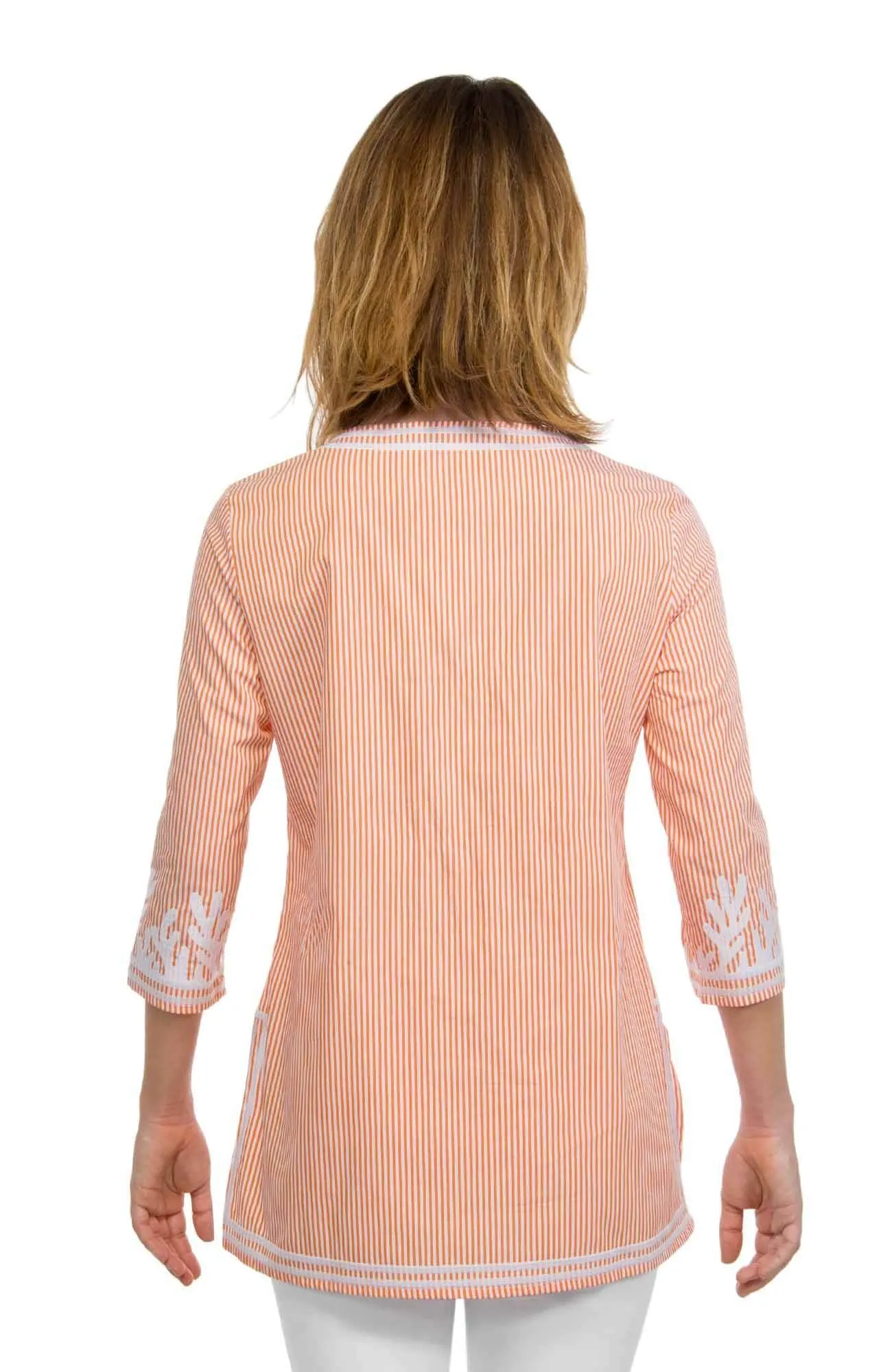 Embroidered Pinstripe Tunic - The Reef spring-fall layer
