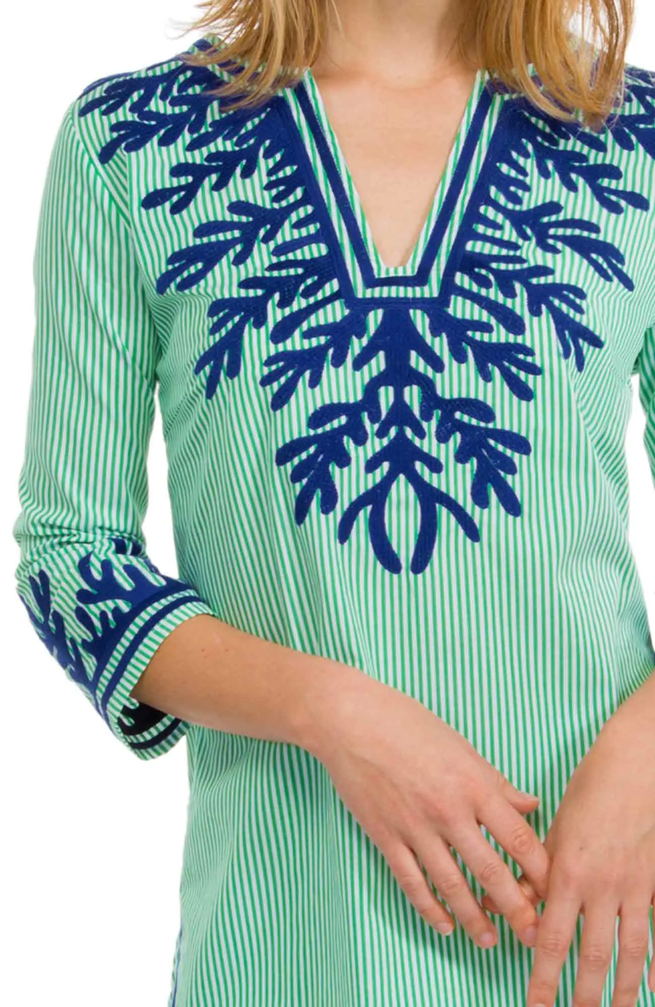 Embroidered Pinstripe Tunic - The Reef spring-fall layer