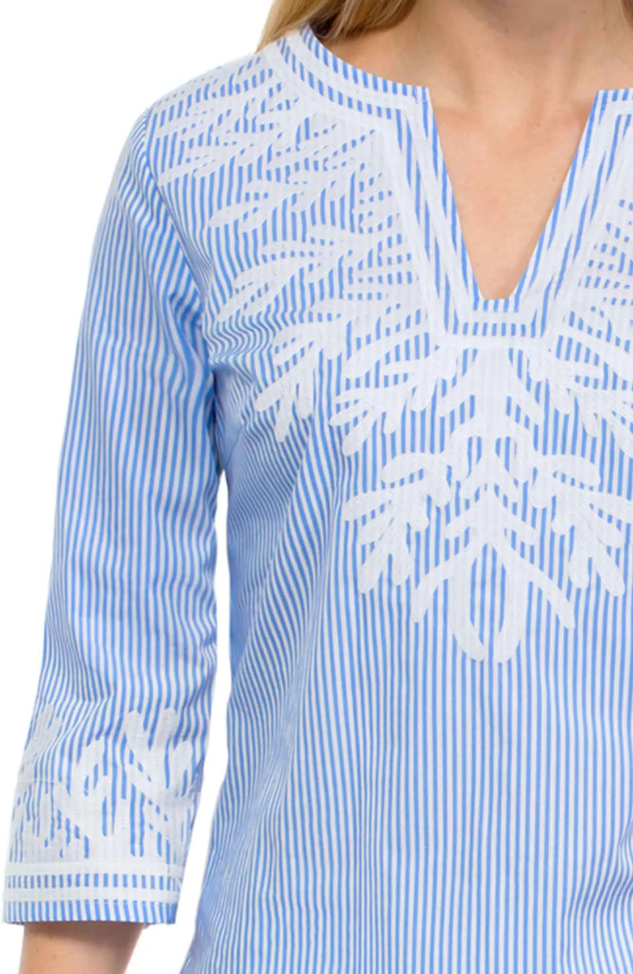 Embroidered Pinstripe Tunic - The Reef spring-fall layer