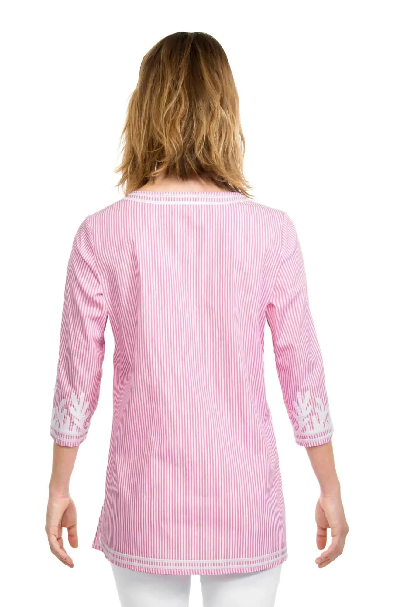 Embroidered Pinstripe Tunic - The Reef spring-fall layer