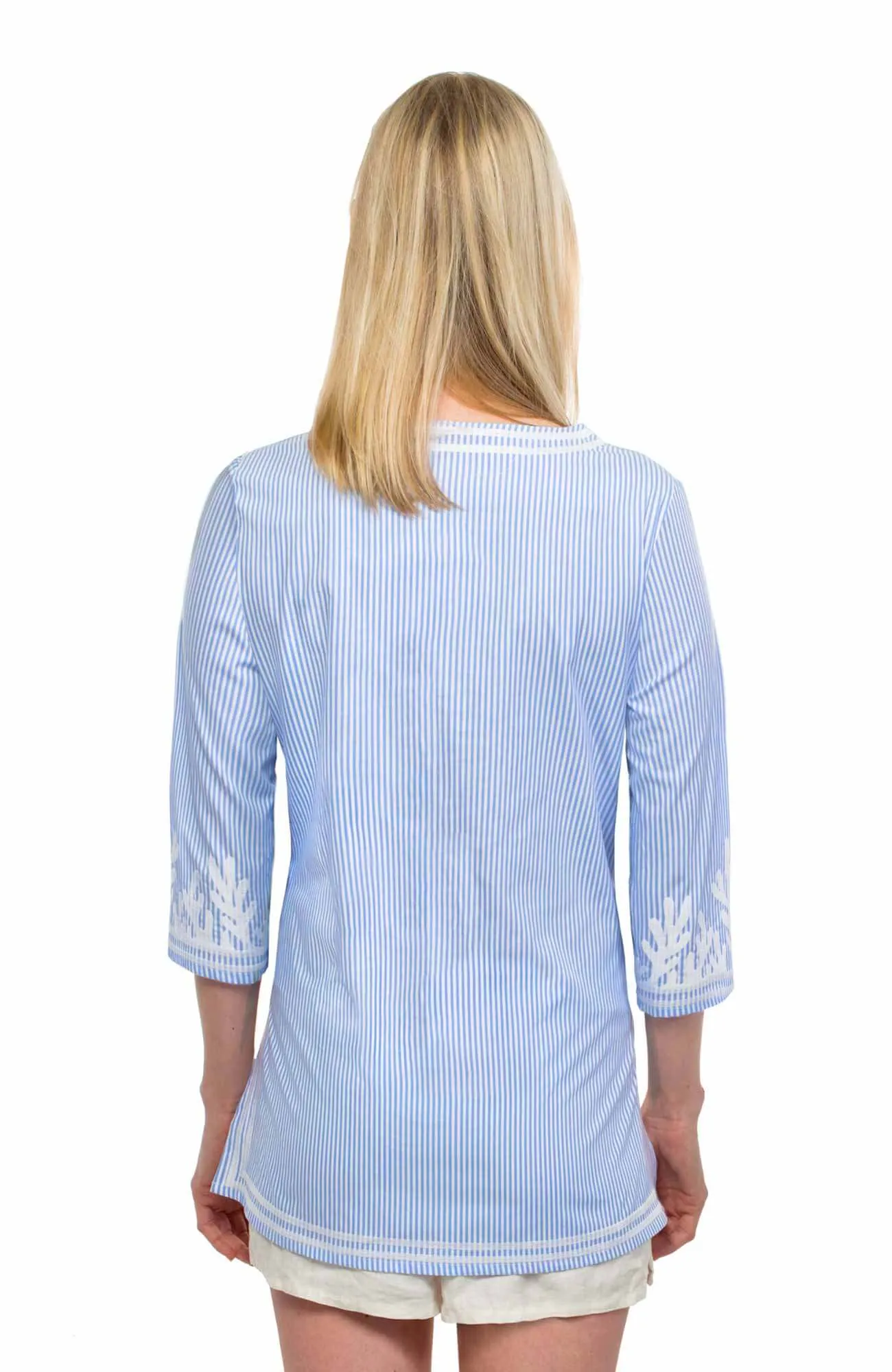 Embroidered Pinstripe Tunic - The Reef spring-fall layer