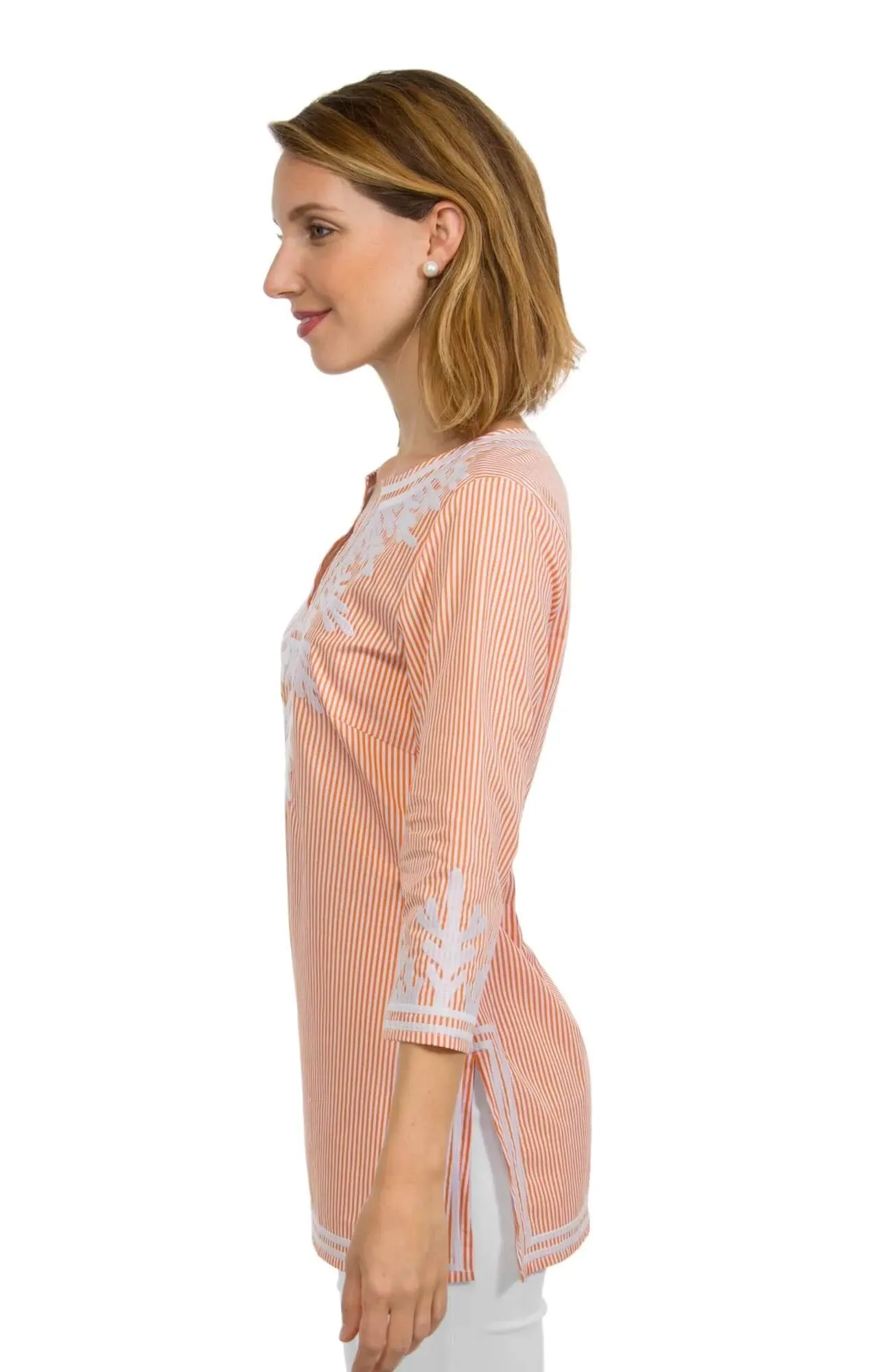 Embroidered Pinstripe Tunic - The Reef spring-fall layer