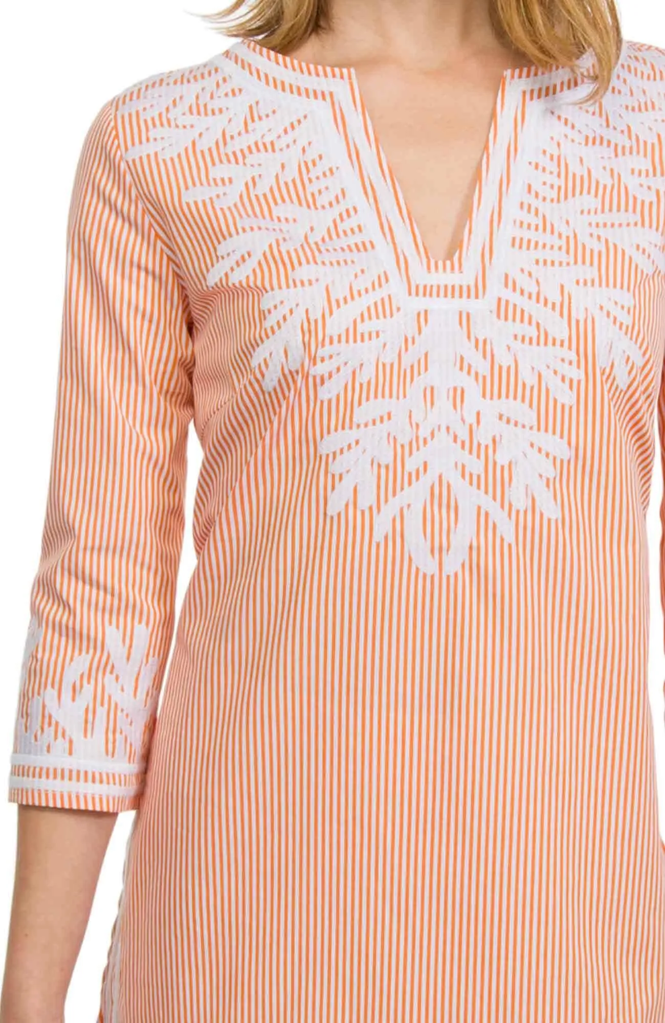 Embroidered Pinstripe Tunic - The Reef spring-fall layer