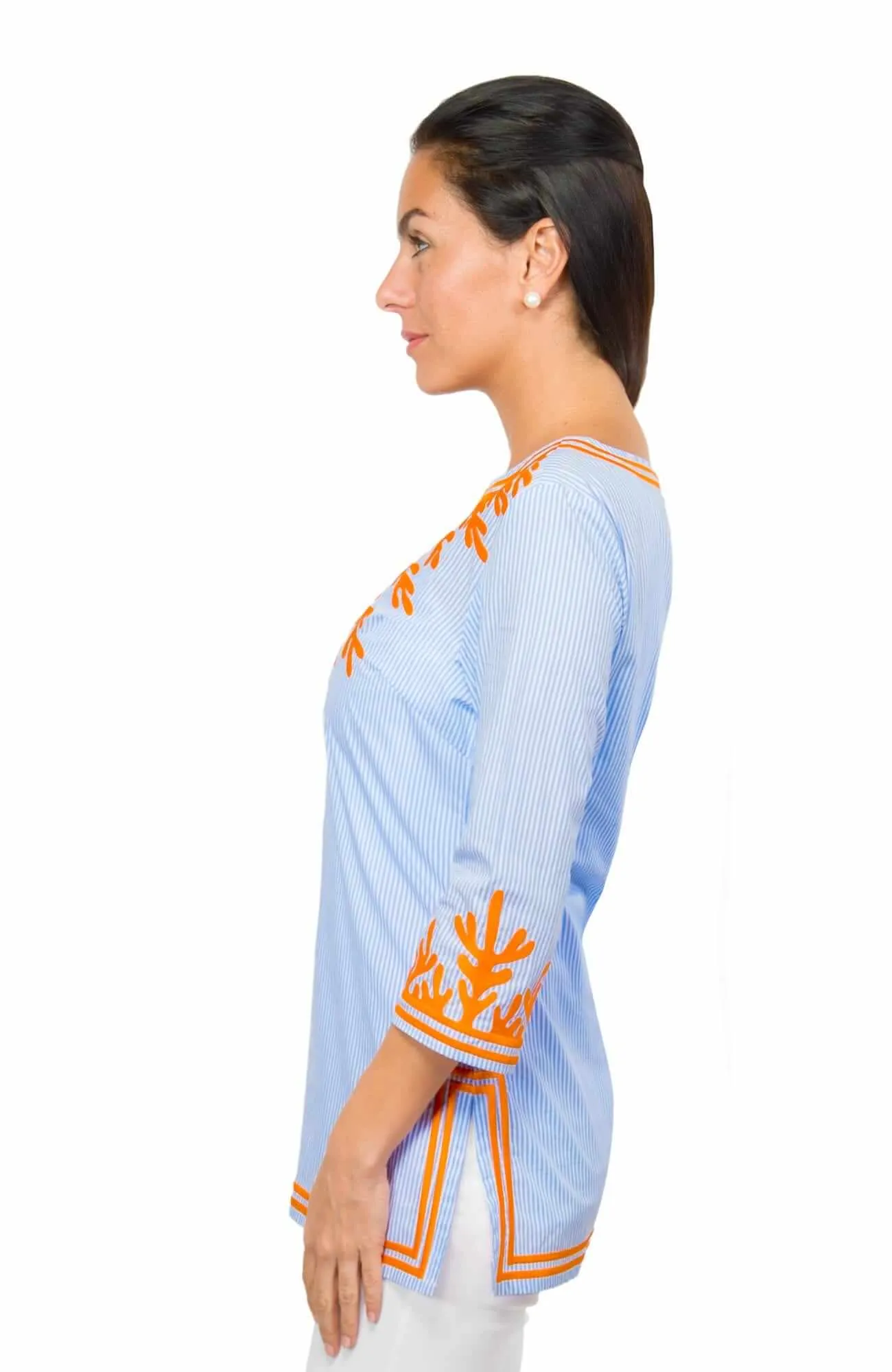 Embroidered Pinstripe Tunic - The Reef spring-fall layer