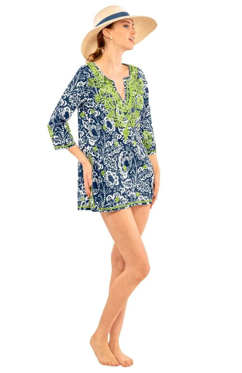 Embroidered Tunic - Flora artistic print