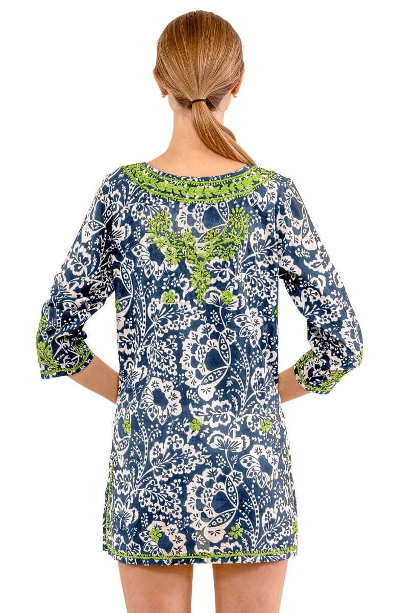 Embroidered Tunic - Flora artistic print