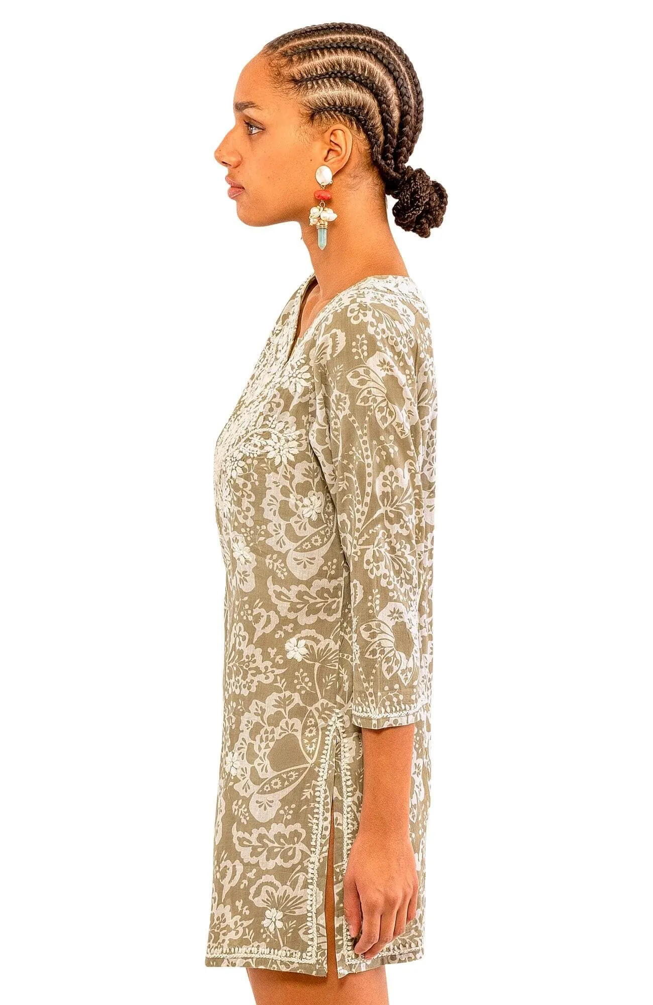 Embroidered Tunic - Flora artistic print