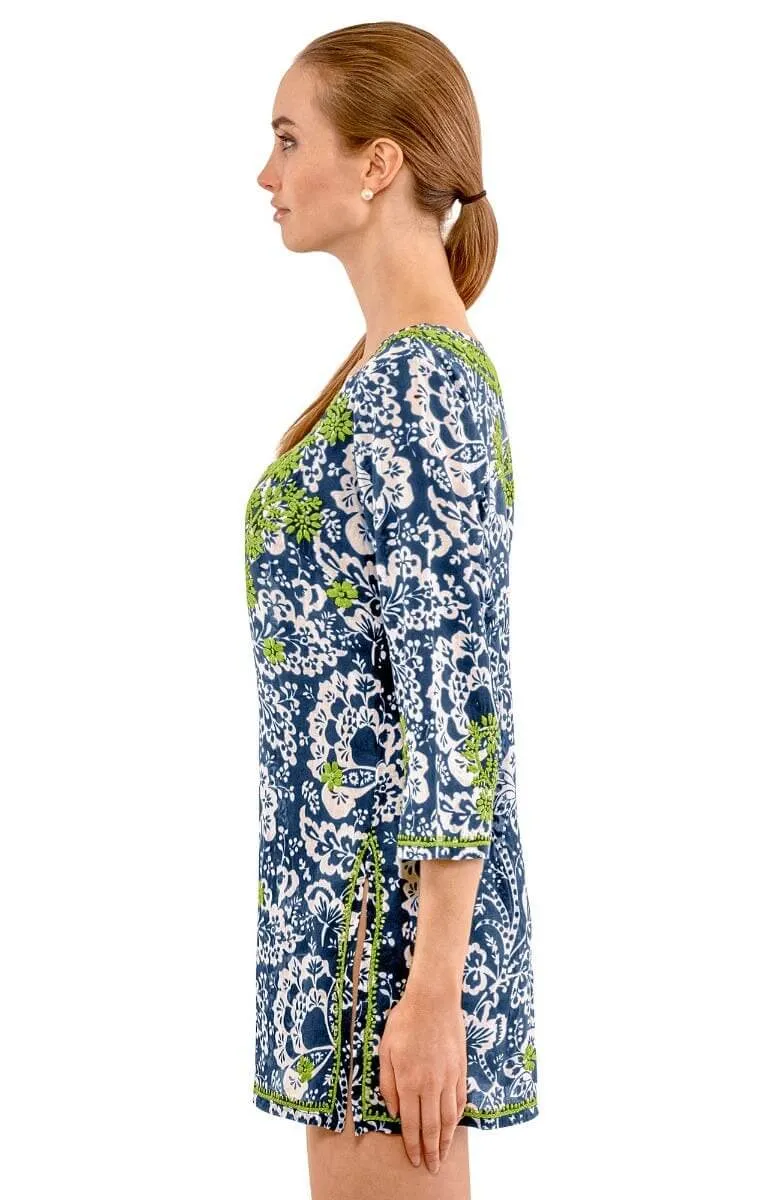 Embroidered Tunic - Flora artistic print
