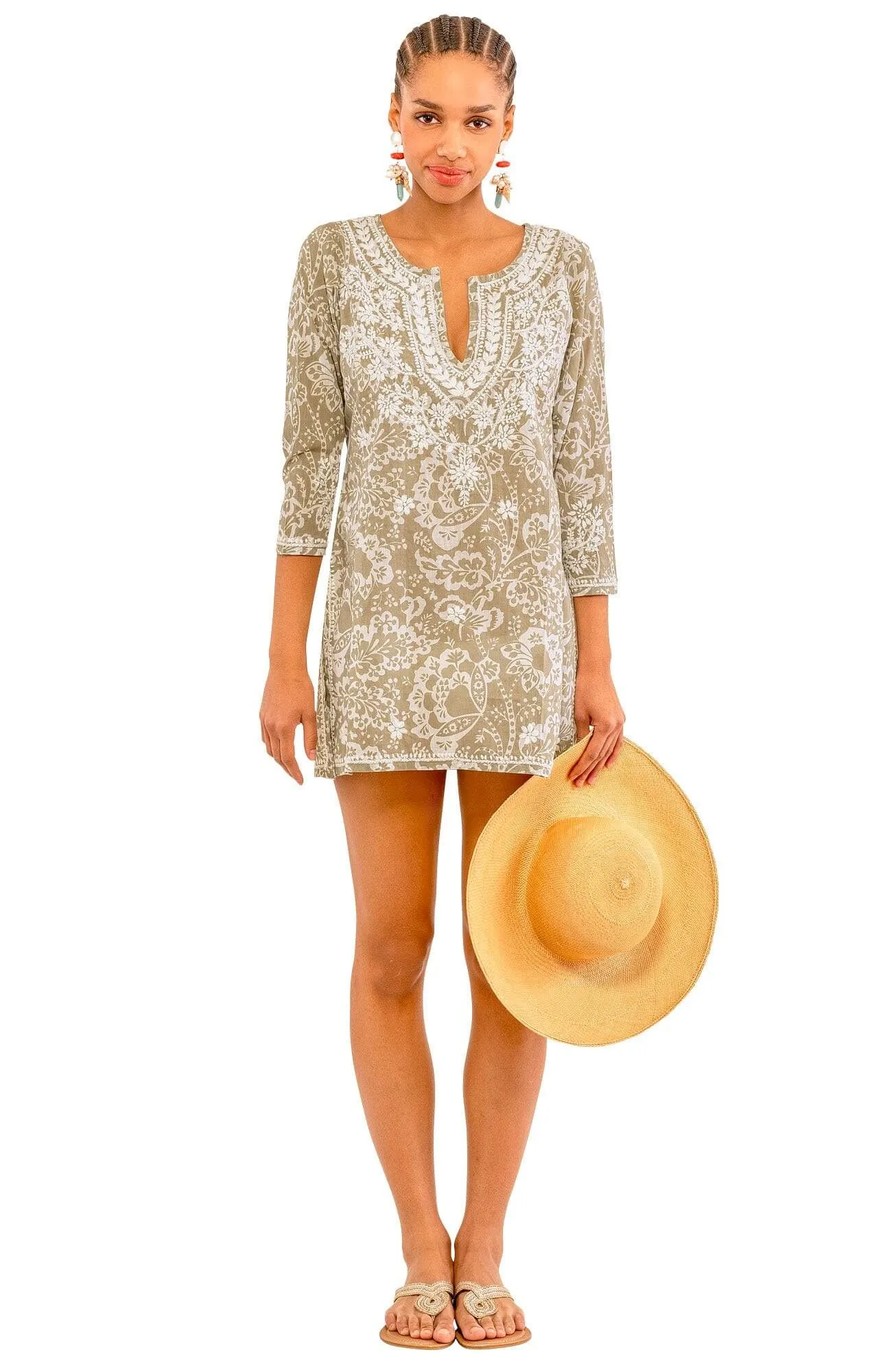 Embroidered Tunic - Flora artistic print