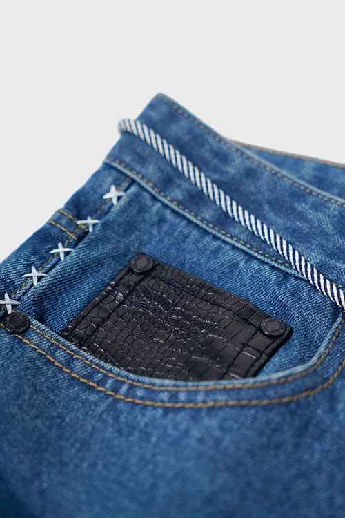 Embroidery Lines Comfortable Denim Jeans fashion pick