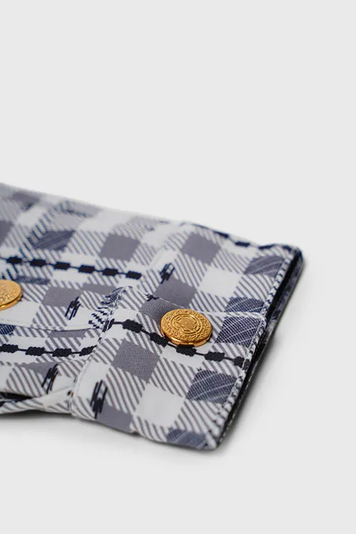 Eternal Plaid Long Sleeve Button Up Shirt portable pack