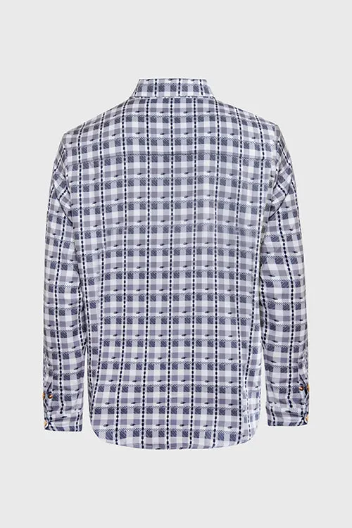 Eternal Plaid Long Sleeve Button Up Shirt portable pack