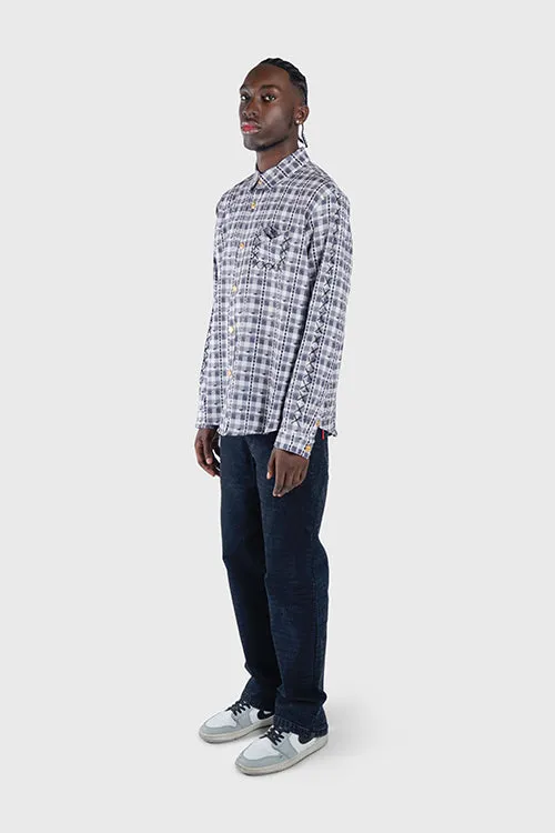 Eternal Plaid Long Sleeve Button Up Shirt portable pack