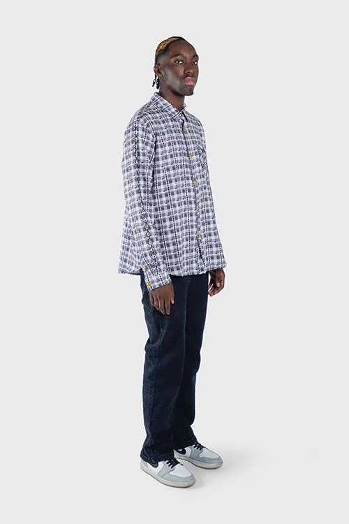 Eternal Plaid Long Sleeve Button Up Shirt portable pack
