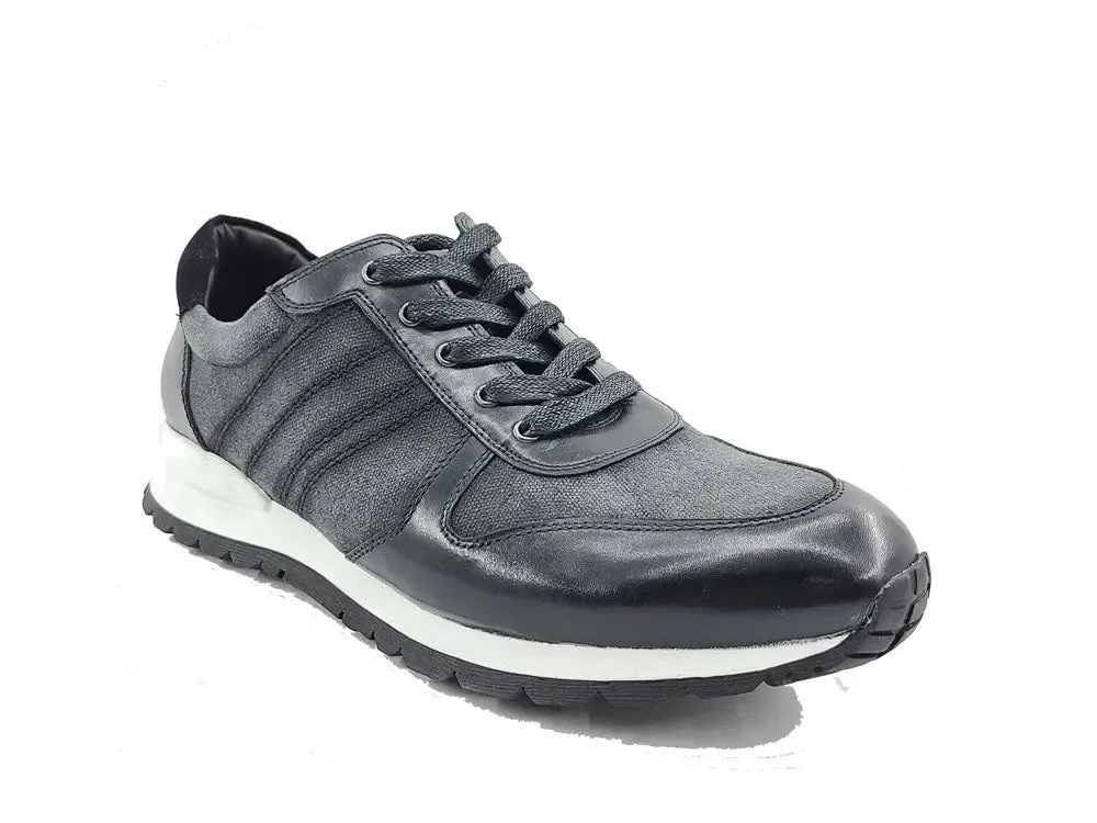 Fashion Sneaker Calfskin with Canvas inlaid urban zone