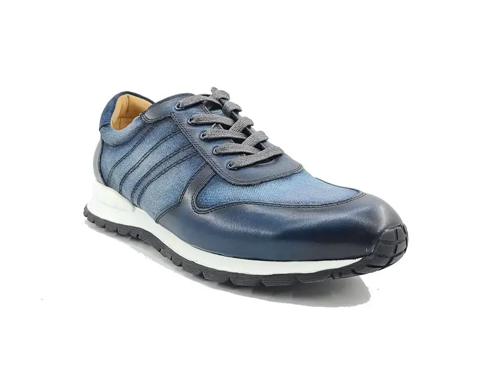 Fashion Sneaker Calfskin with Canvas inlaid urban zone