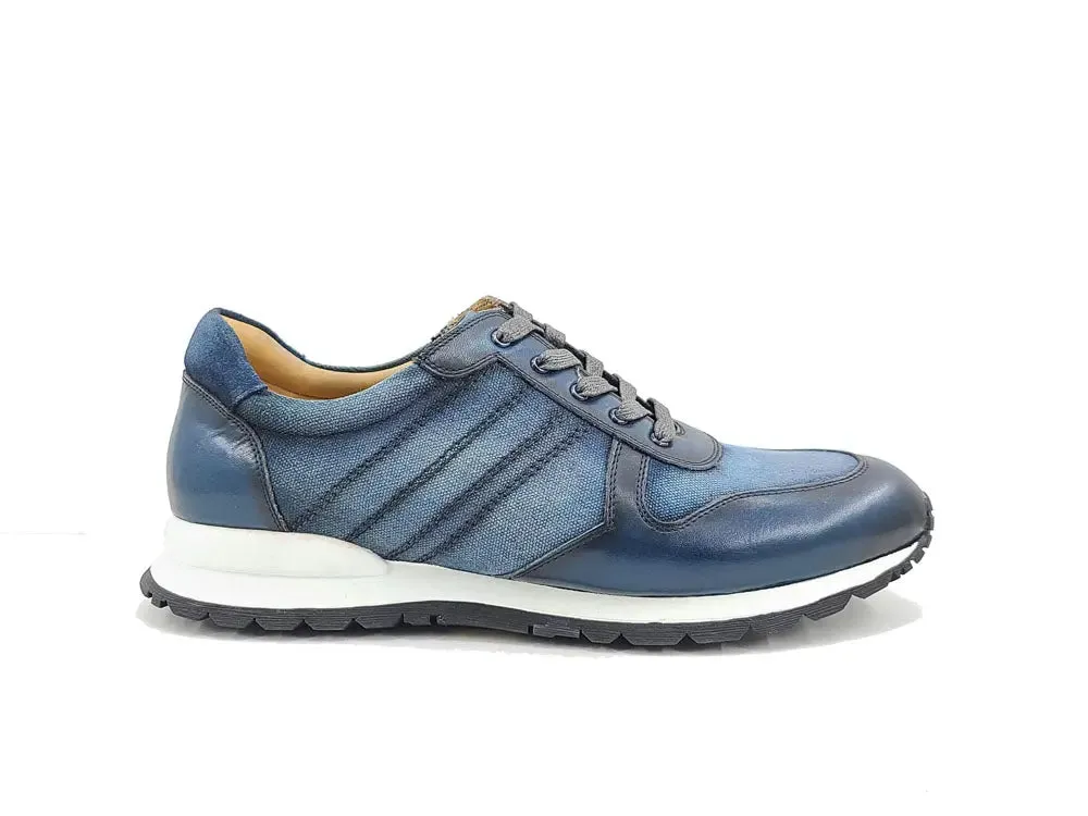 Fashion Sneaker Calfskin with Canvas inlaid urban zone