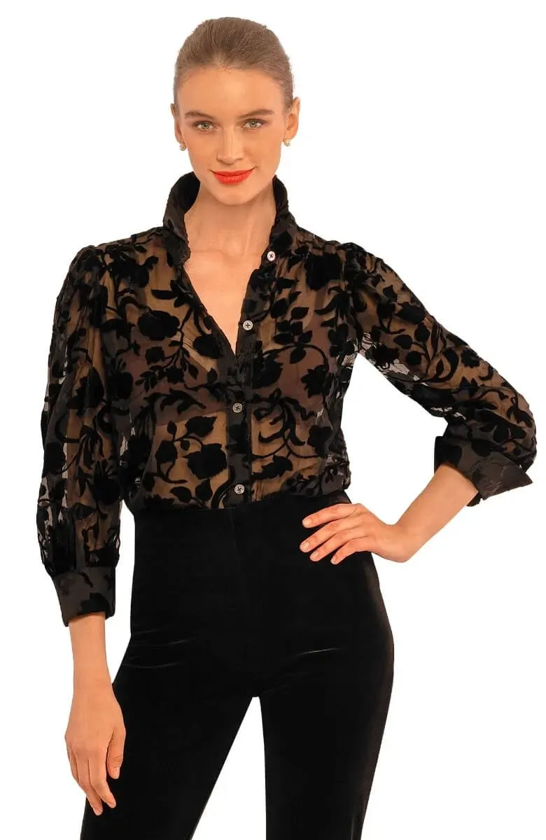 Blouses & Shirts Collection,Clothing,Clothing Collection,Fall/Winter,Fall/Winter Collection,floral burnout,Floral Burnout Collection,Leaf Burnout Velvet,Long Sleeve,Luxe Leaf Velvet,Online Store,Printed,Printed Tops,Prints,Regular Price Collection,spo-