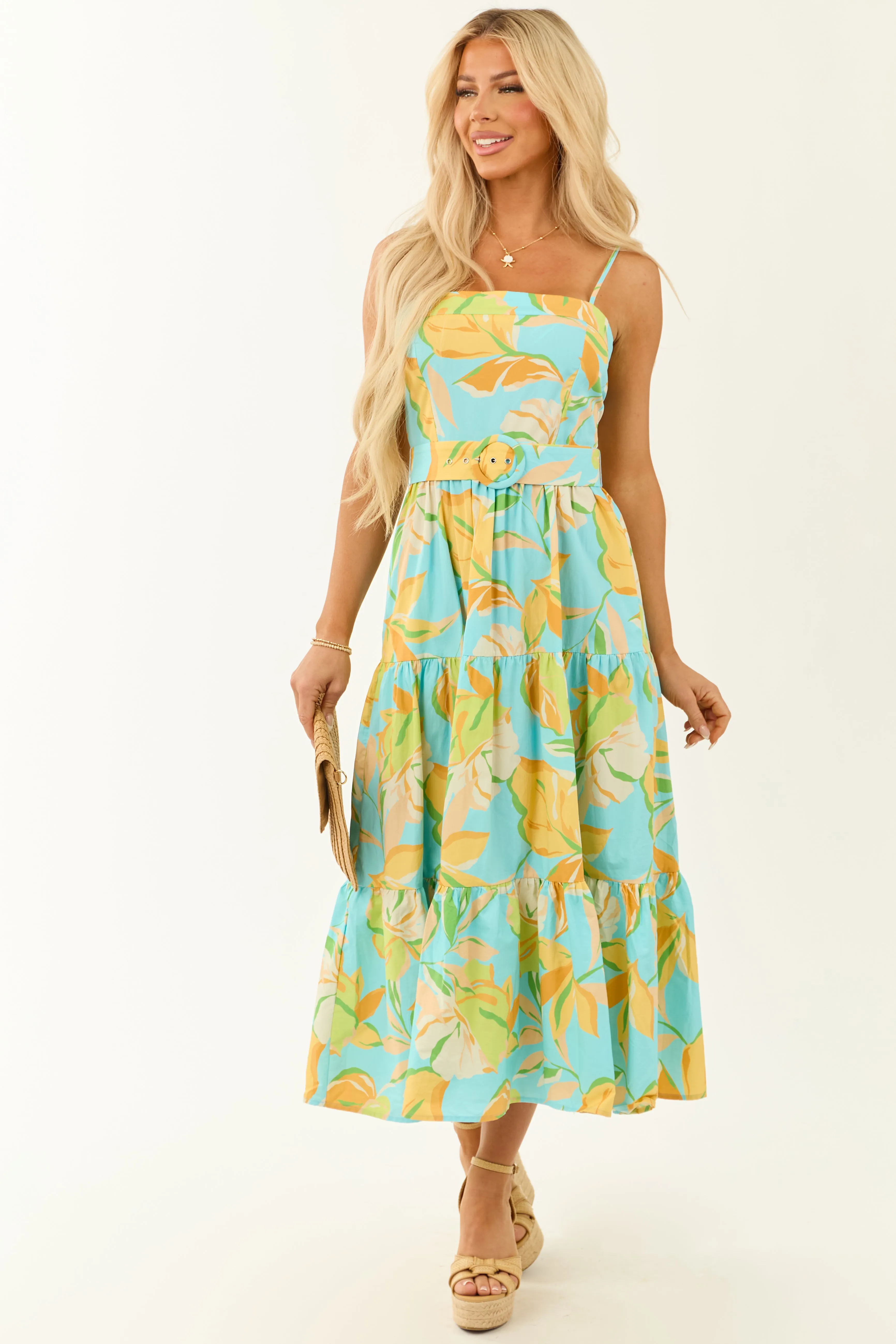 Flying Tomato Azure Floral Print Tiered Maxi Dress homecoming dress