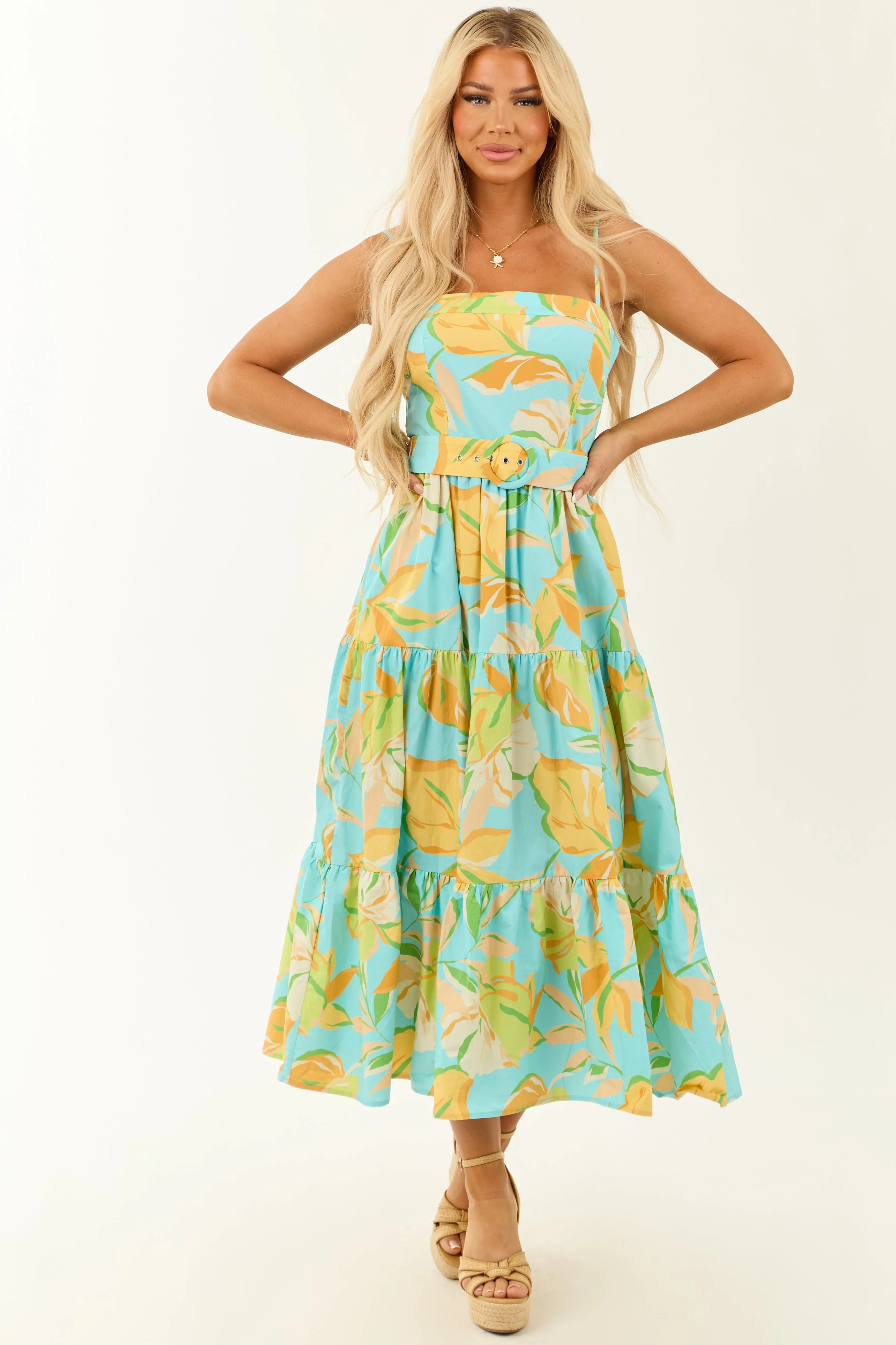 Flying Tomato Azure Floral Print Tiered Maxi Dress homecoming dress