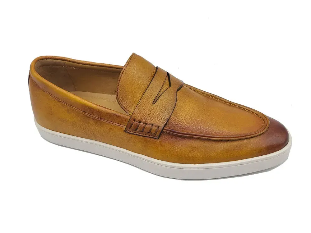 Gorgeous Patina Burnished Penny Loafer Sneaker silent step