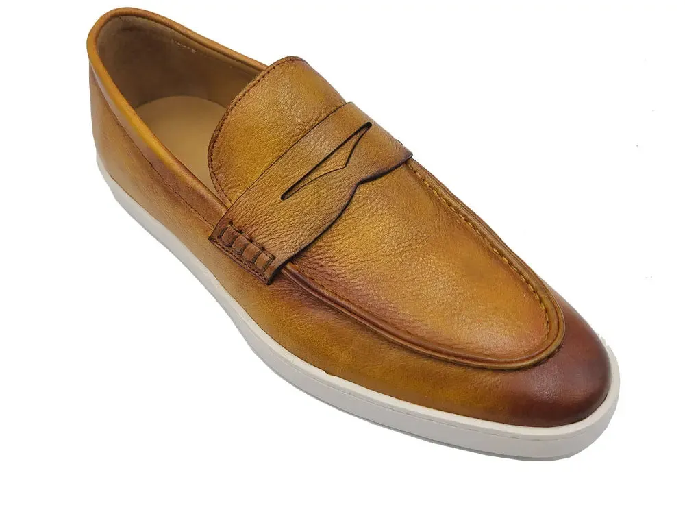 Gorgeous Patina Burnished Penny Loafer Sneaker silent step
