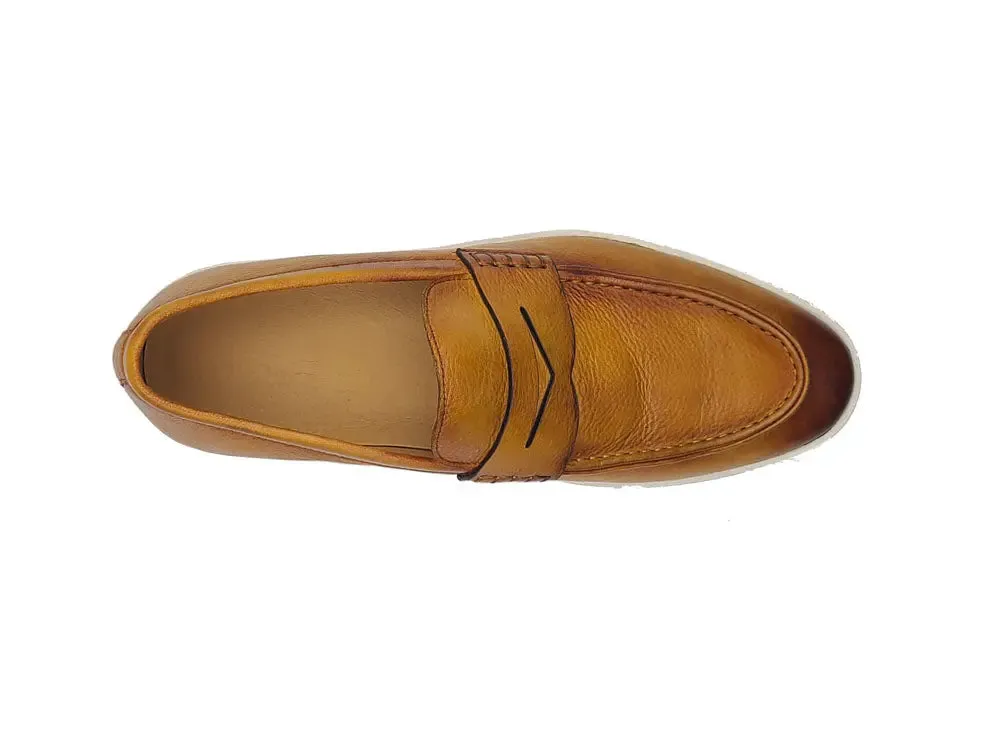 Gorgeous Patina Burnished Penny Loafer Sneaker silent step