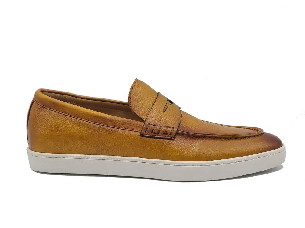 Gorgeous Patina Burnished Penny Loafer Sneaker silent step