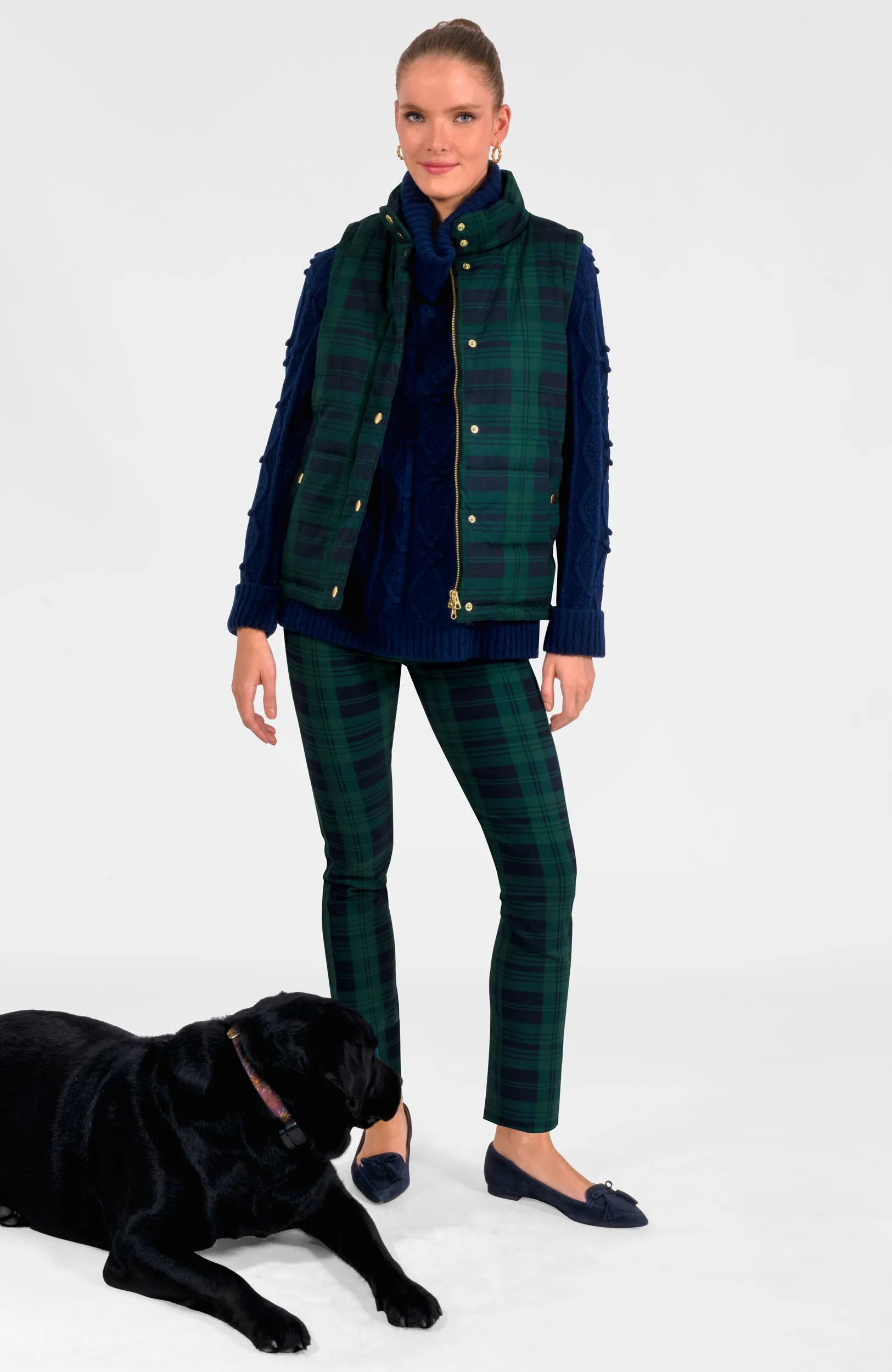 Gripeless Pull On Pants - Black Watch Plaid loose pants