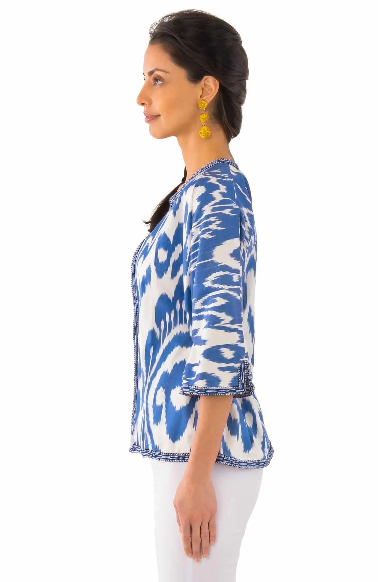 Hand Woven Silk Ikat Jacket wind shield